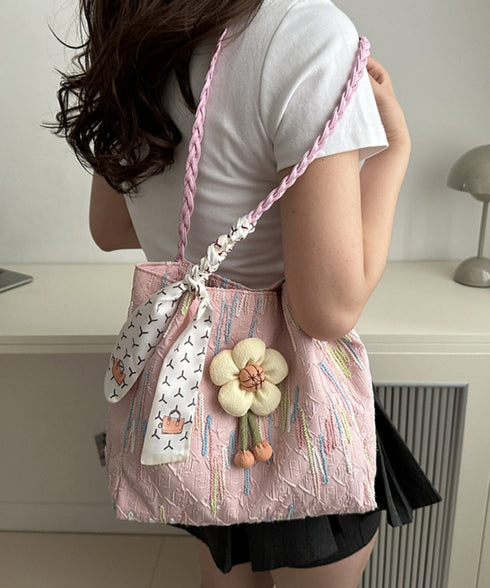 スカーフ付き 大容量トートバッグ 韓国風 レディース 女性バッグ おしゃれ 肩掛けバッグ 軽量 立体花ポイントバッグ  マザーズバッグ カジュアル鞄 手提げバッグ 98ZHUOQ-001